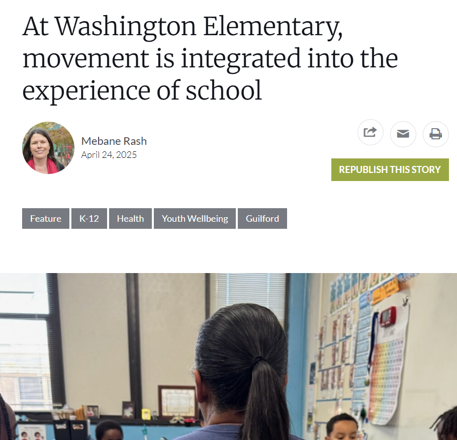 News Headline- At Washington Elementary, movement is integrated into the experience of school